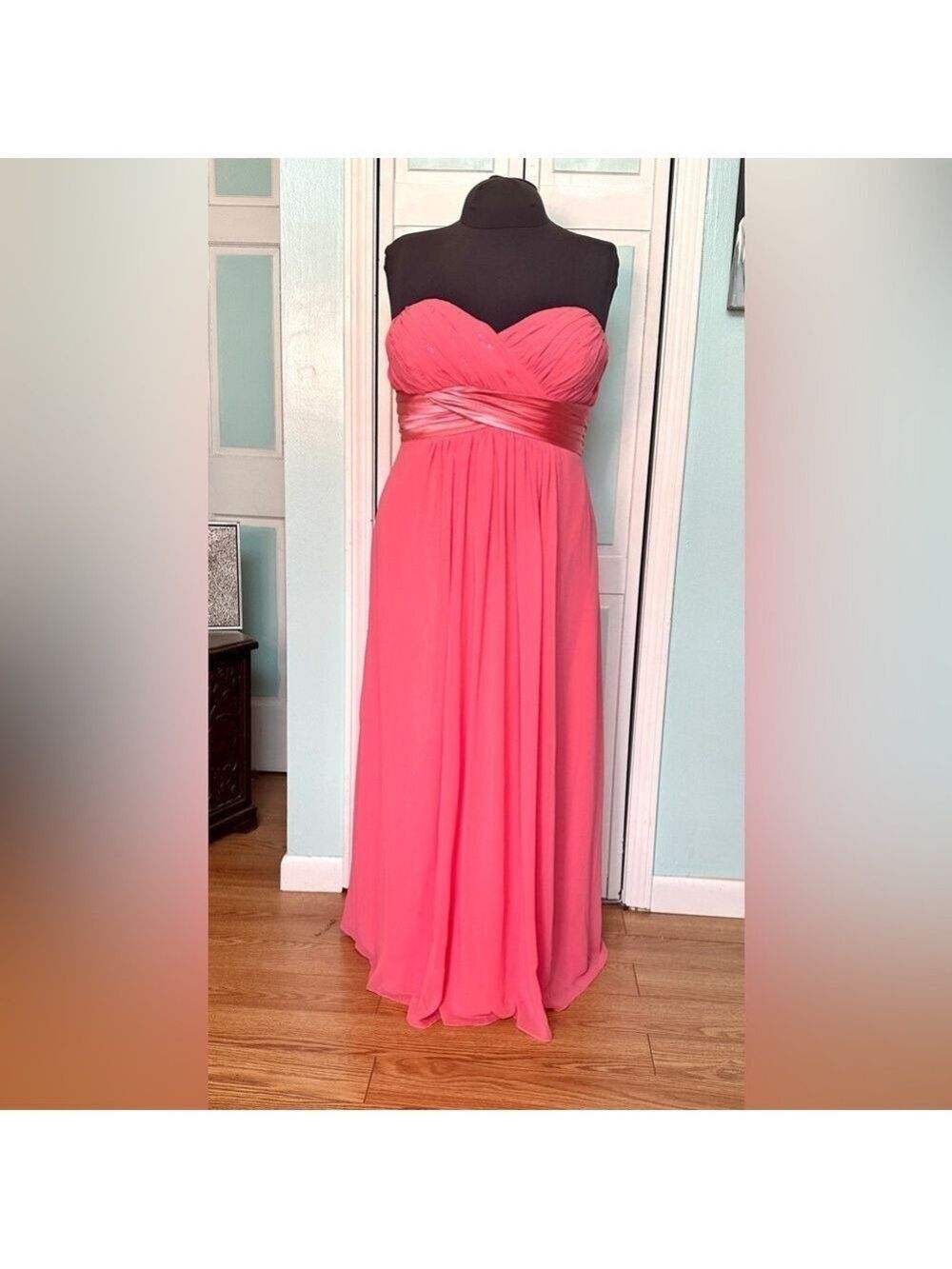 Bill Levkoff Size 20 Hot Coral Salmon Prom Bridesmaid Chiffon dress gown Mother